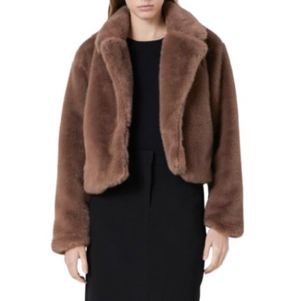 Endless Rose Women's Brown Faux Fur Button Coat